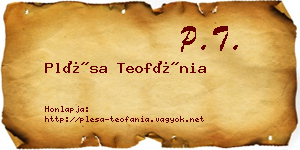 Plésa Teofánia névjegykártya